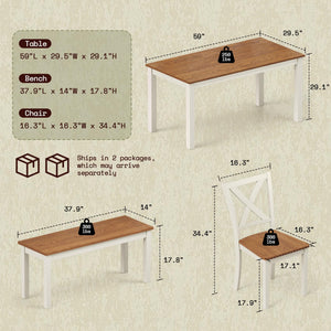 6-Piece Farmhouse Dining Set with Bench