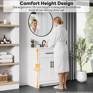 30" Freestanding Bathroom Vanity with Integrated Ceramic Sink