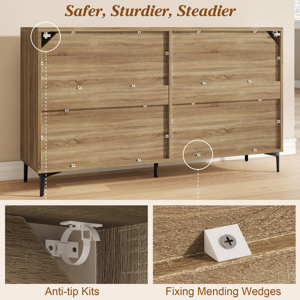 Rattan Buffet Cabinet with Storage – 48" Sideboard with Adjustable Shelves