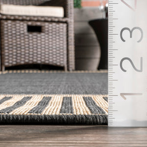 Dark Grey Geometric Indoor Outdoor Area Rug 8x10