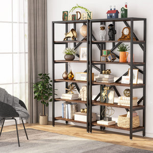 6-Tier Industrial Bookshelf 71 Inch – Open Etagere Bookcase
