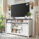 Farmhouse TV Stand for Living Room, Large Black Entertainment Center with Storage, TV Console for Bedroom, TV Stand with Sliding Barn Door Television Stands for 80 Inch TV, 38 Inch Tall Media Cabinet