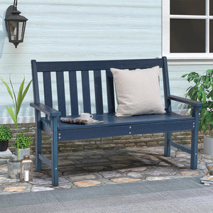 HDPE Outdoor Garden Bench – 2-Person Patio Seat with Faux Wood Grain
