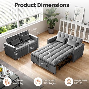 Convertible Sofa Bed with Adjustable Backrest & Side Pockets