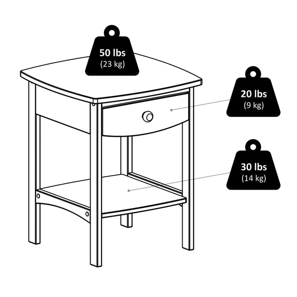 Square Wood End Table with Drawer and Shelf