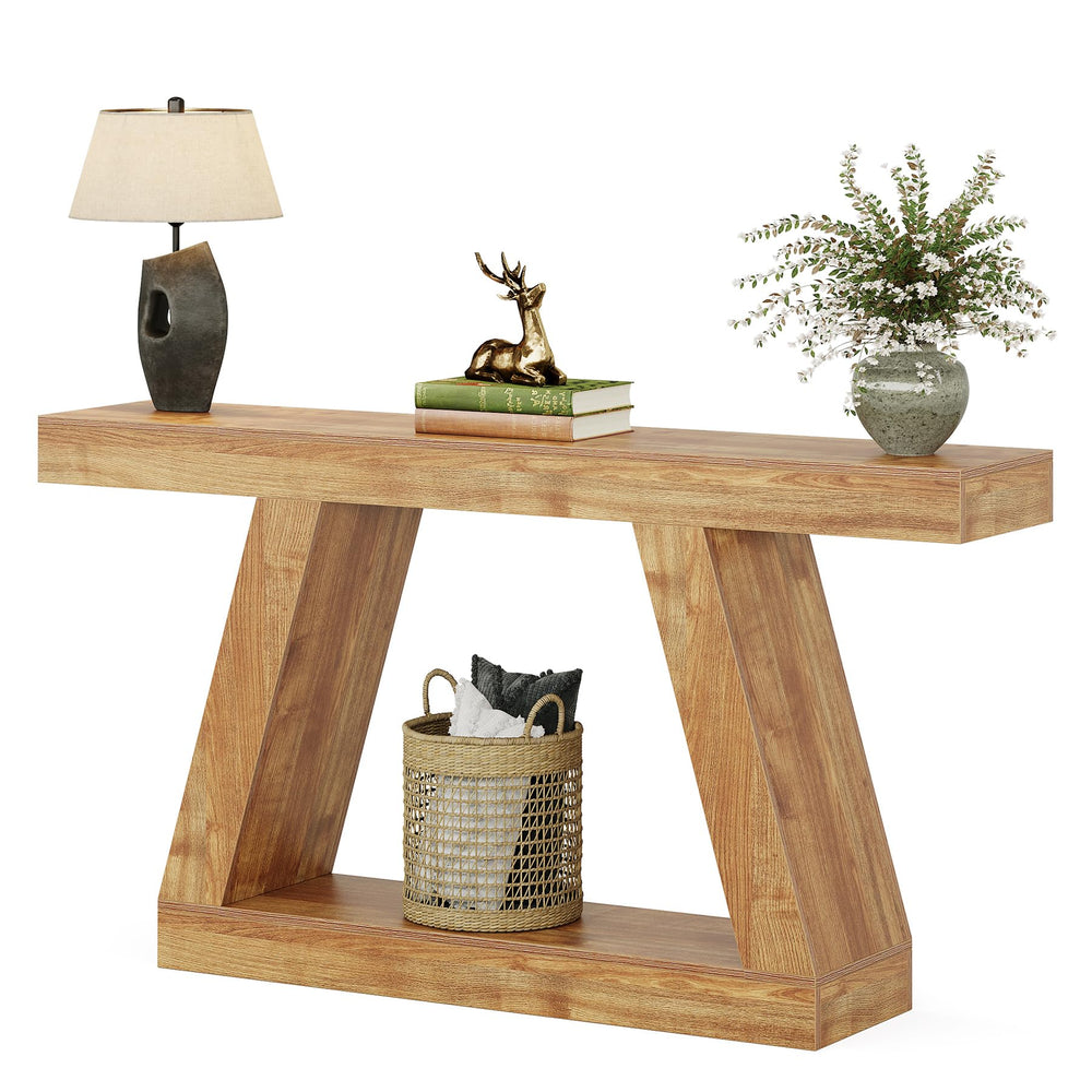 Farmhouse Console Table 55 Inch with Storage
