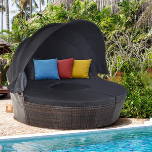 Outdoor Round Daybed with Retractable Canopy