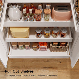 71" Farmhouse Kitchen Pantry Cabinet with Pull-Out Shelves & Drawers