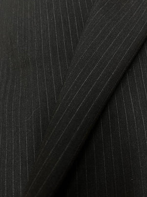 Wool Suiting Fabric by the Yard – Charcoal Black & Gray Pinstripes