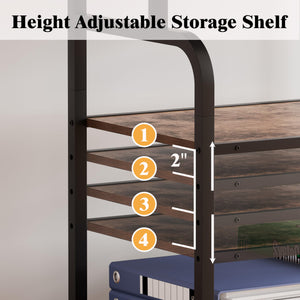 3-Tier Rolling Printer Stand with Adjustable Shelf