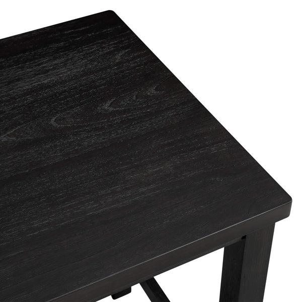 5-Piece Counter Height Dining Table Set – Wooden Table & 4 Upholstered Chairs, Beige & Black