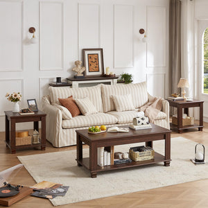 Farmhouse Coffee Table with Open Storage Shelf