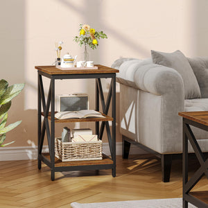 Industrial X-Design Coffee Table Set of 3 with Storage