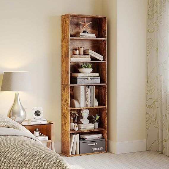 6-Tier Open Bookcase with Storage Shelves