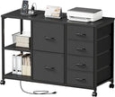 6-Drawer File Cabinet with Charging Station & Printer Stand