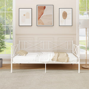 Twin Metal Daybed Frame with Headboard and Storage