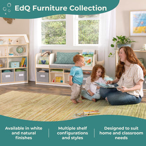 Kids Reading Nook Bookshelf Bench with Storage Bins and Seat Cushion