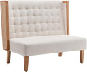 Loveseat Settee Bench with Rattan Arms
