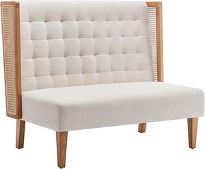 Loveseat Settee Bench with Rattan Arms