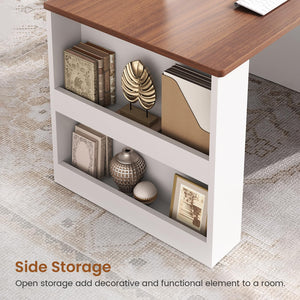 2-Person Computer Desk with Drawers & Storage Shelves, 90.5"