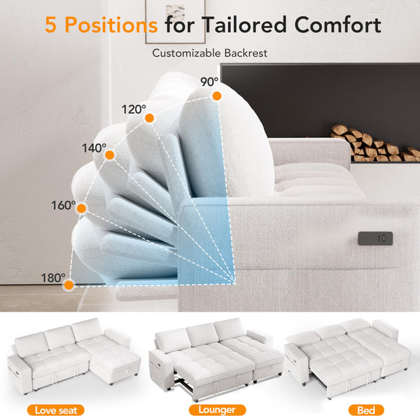 Convertible Sectional Sleeper Sofa with Pull-Out Bed