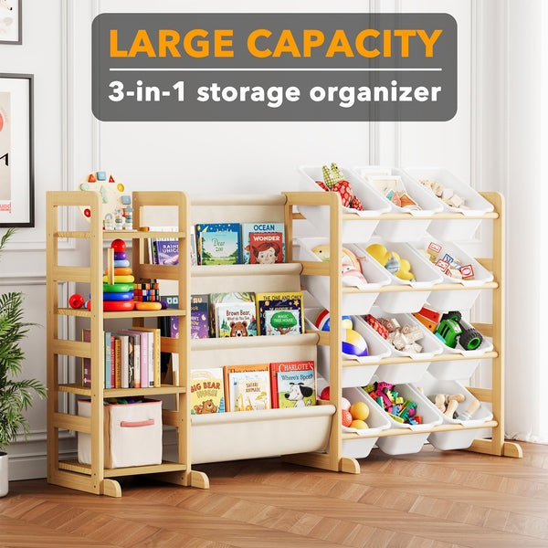 3-Tier Kids Toy Storage Organizer with 4 Shelves & 12 Bins