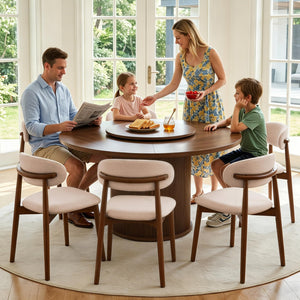 Round Dining Table Set with Storage & Turntable