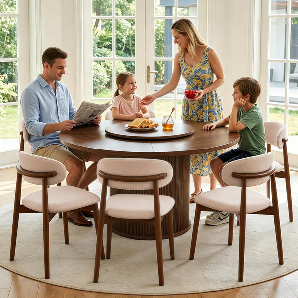 Round Dining Table Set with Storage & Turntable