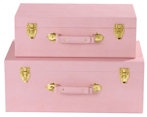 Decorative Storage Trunk Set of 2 – Shagreen PU Leather Nested Chest Boxes