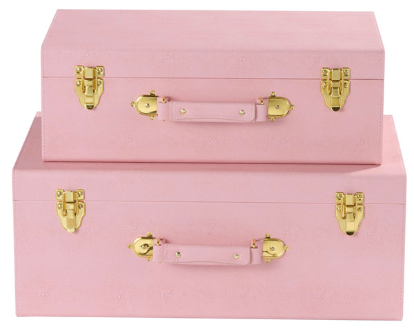 Decorative Storage Trunk Set of 2 – Shagreen PU Leather Nested Chest Boxes