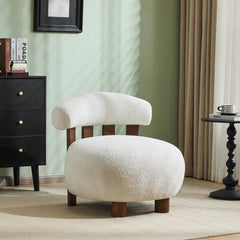 Armless Boucle Accent Chair with Solid Wood Frame
