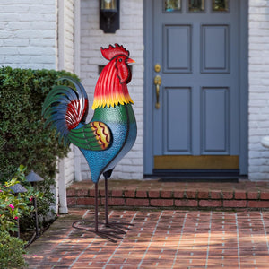 63-Inch Metal Rooster Yard Decoration
