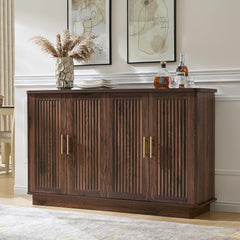 Fluted Sideboard Buffet Cabinet with 4 Doors & Adjustable Shelves