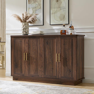 Fluted Sideboard Buffet Cabinet with 4 Doors & Adjustable Shelves