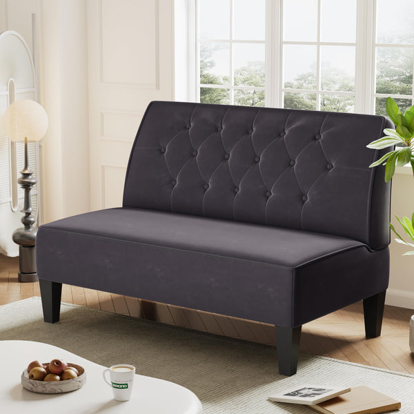 Button Tufted Loveseat Settee – 2-Seat Upholstered Sofa Bench