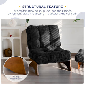 Tufted Accent Chair with Ottoman & Adjustable Backrest