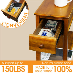 Narrow End Table with Drawer and Shelf