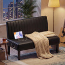 Black Leather Armless Loveseat with USB Port
