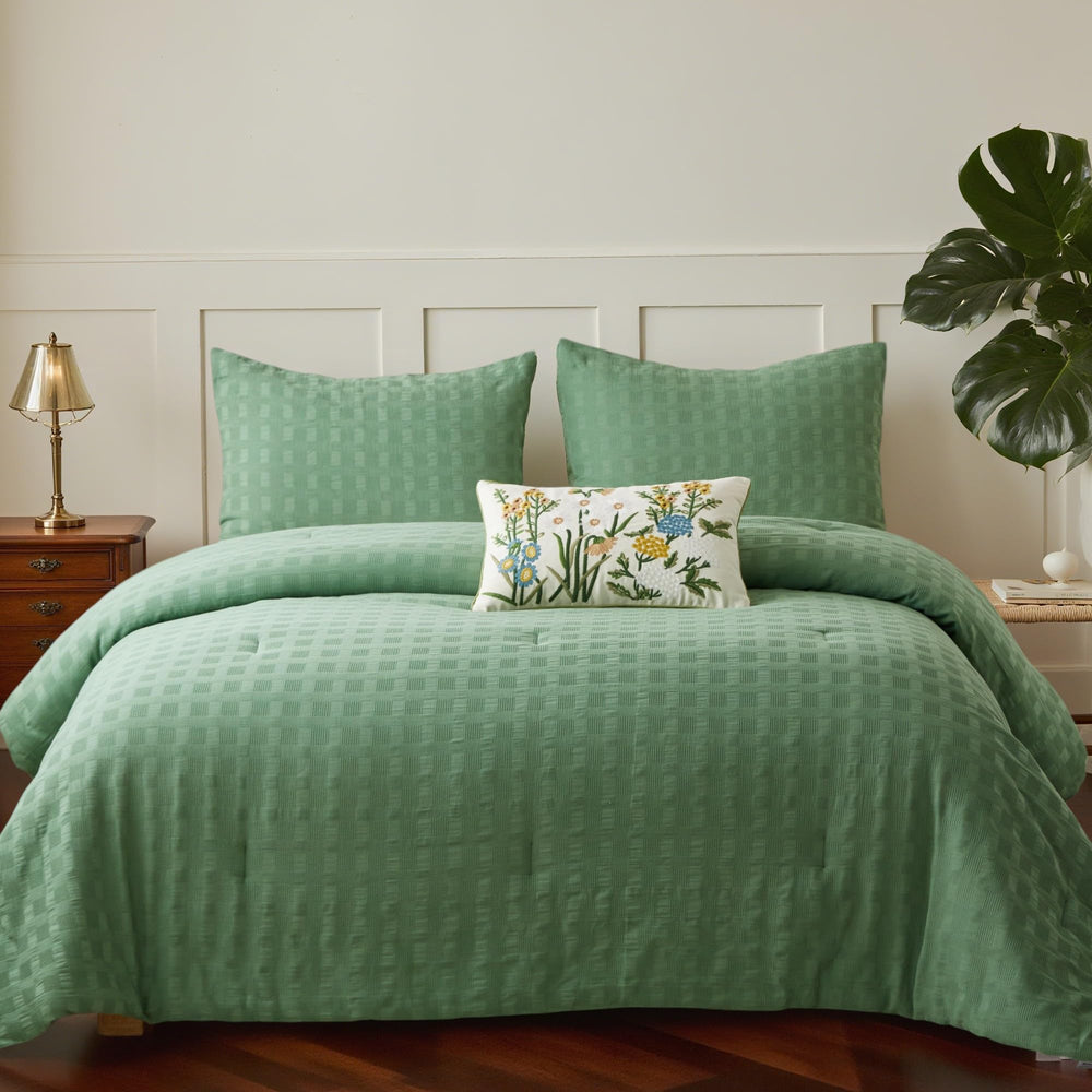 Cotton Waffle Weave Comforter Set – 3-Piece Bedding Set