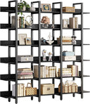 6-Tier Wide Open Bookcase with Back Fence