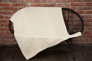 Merino Wool Aran Throw Blanket — 60 x 40 Inches