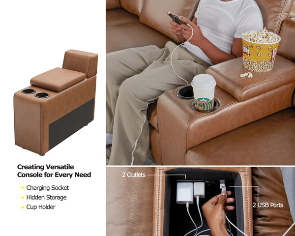 Dual Power Reclining Sectional Loveseat with Console