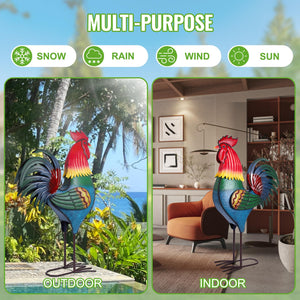 63-Inch Metal Rooster Yard Decoration