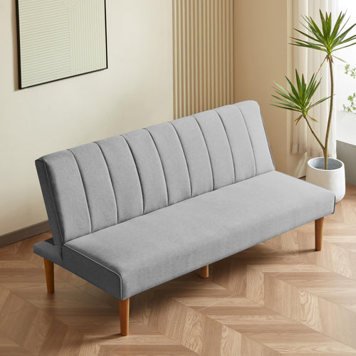 Convertible Futon Sofa Bed – Gray Woven