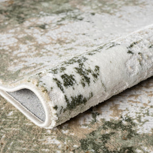 Beige & Green Border Washable Area Rug