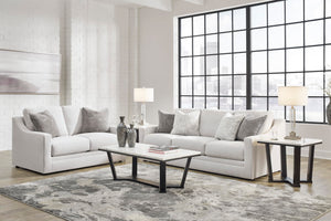 Contemporary Light Gray Loveseat with Accent Pillows