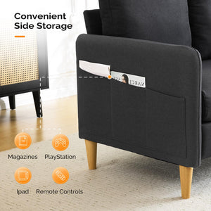 Linen Loveseat Sofa with Side Storage
