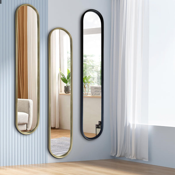 Full Length Oval Wall Mirror with Metal Frame