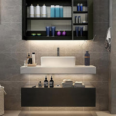 35" Floating Bathroom Vanity with Sintered Stone Countertop & Ceramic Sink