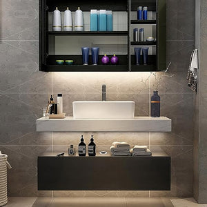 35" Floating Bathroom Vanity with Sintered Stone Countertop & Ceramic Sink
